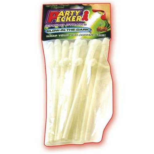 HOTT Products Barware PARTY PECKER SIPPING STRAWS-GLOW-10PK
