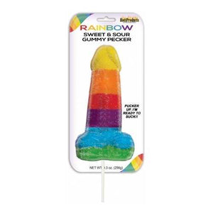 HOTT Products Party Favors SWEET & SOUR JUMBO RAINBOW GUMMY COCK POP