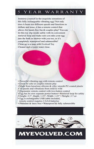 Sextoys for Women Evolved egg pink vibrator w/ remote control